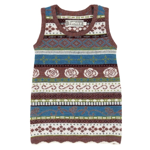 Haselnuss-altrosa Baby Strickkleid Schurwolle