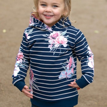 Kapuzenpullover Blumen-Design dunkelblau