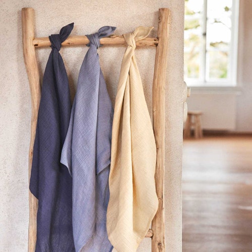 Mulltuch 3er Pack 65 x 65 cm rauchblau, taubenblau, sand
