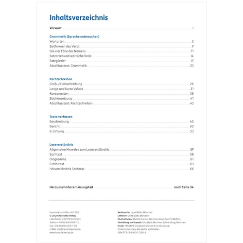 Deutsch Kontrollübungen Ende Klasse 4 „Fit zum Übertritt“