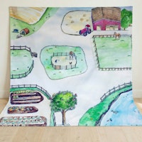 Spieltuch Bio-Baumwolle Bauernhof 100 x 100 cm