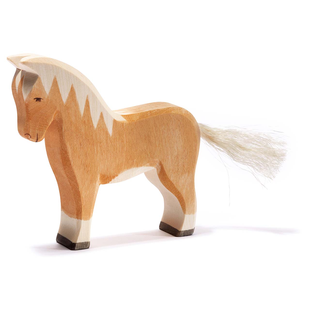 Pferd Haflinger Holzfigur stehend 12,5 cm hoch