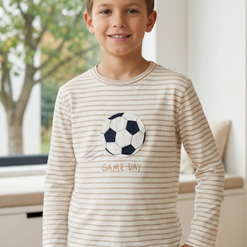 Weiches Langarmshirt Fußball beige gestreift