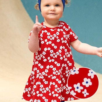 Kurzarm Kleidchen Blümchen rot