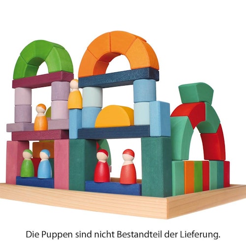 Großer Romanischer Baukasten 62 Teile im Holzrahmen (44,5x44,5 cm)