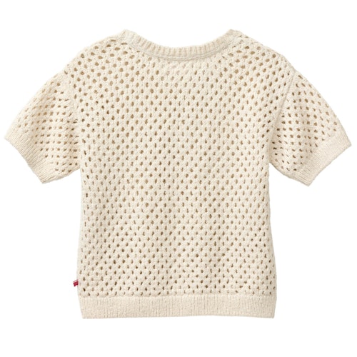 Strick Kurzarm-Pullover beige
