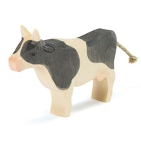 Kuh schwarz Holzfigur stehend 9,5 cm hoch