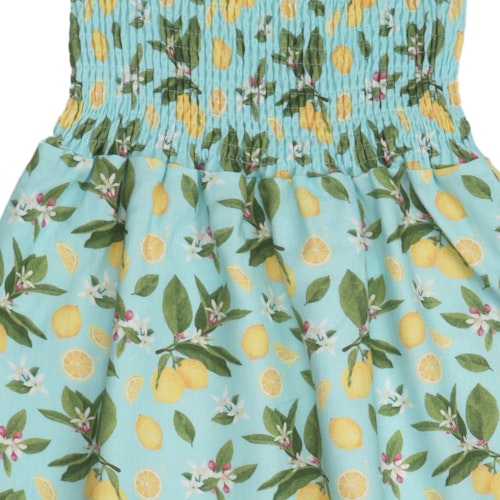 Leichtes Trägerkleid Musselin Zitronen hellblau