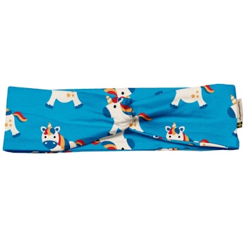 Elastisches Haarband Einhörner blau