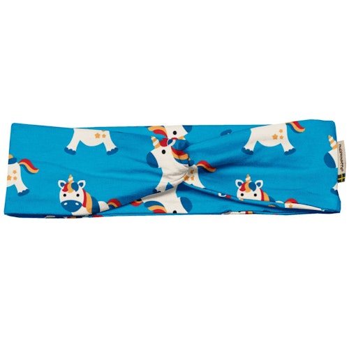 Elastisches Haarband Einhörner blau