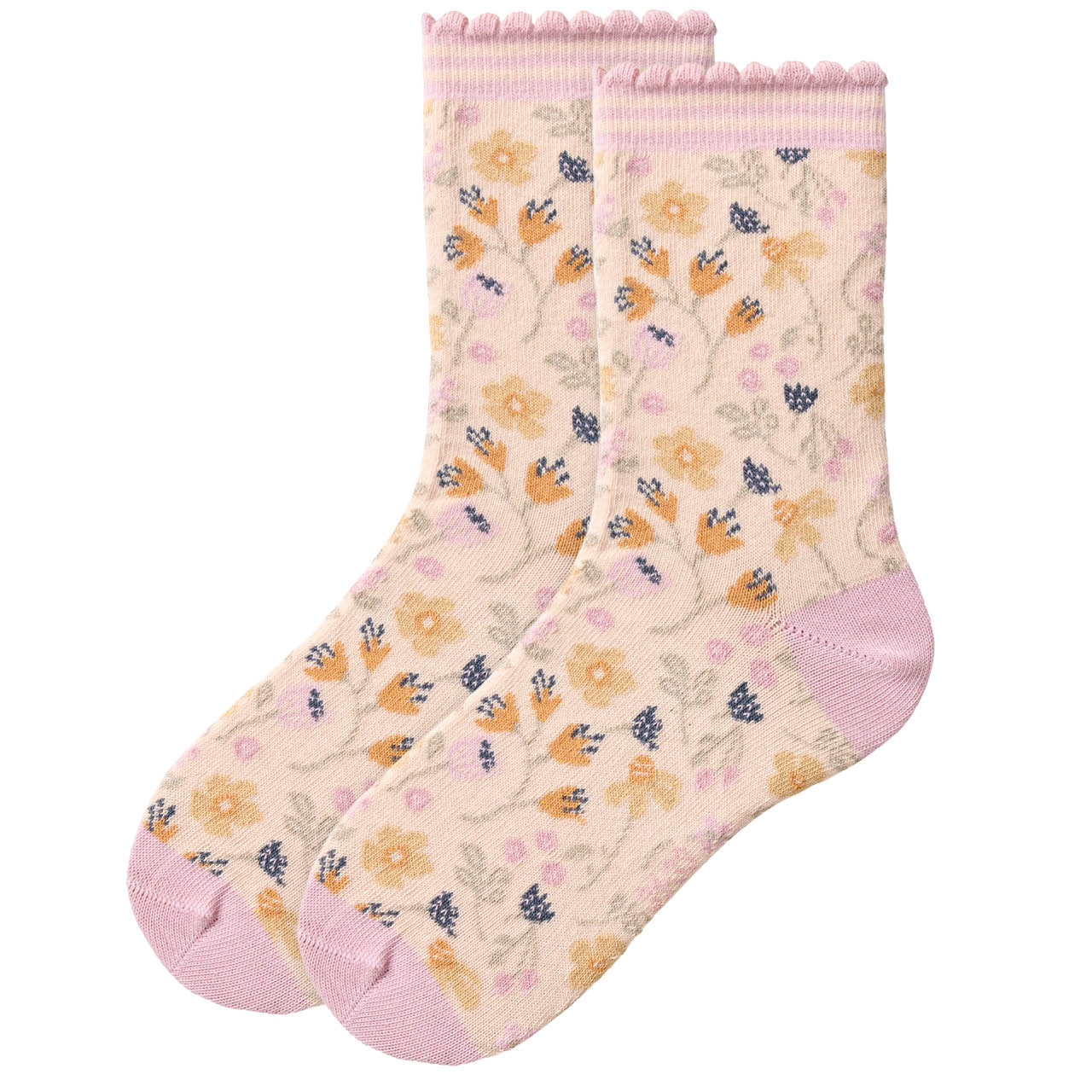 Socken Blumen rosa