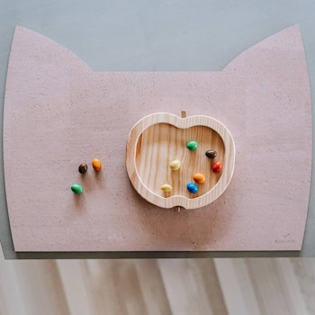Kinder Tischset aus Kork, Katze altrosa (52 x 36 cm)