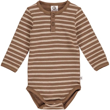 Henley Langarmbody Streifen braun
