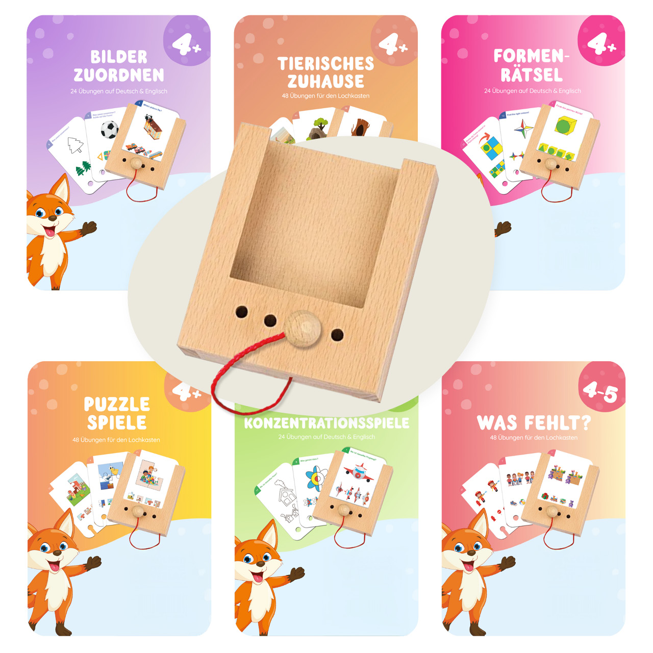 Lochkasten Starterset ab 4 Jahren mit 6 Kartensätzen
