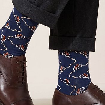 Socken Fahrräder Zickzack blau