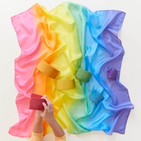 Regenbogen Spieltuch Seide mittel 89 x 89 cm