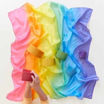 Regenbogen Spieltuch Seide mittel 89 x 89 cm