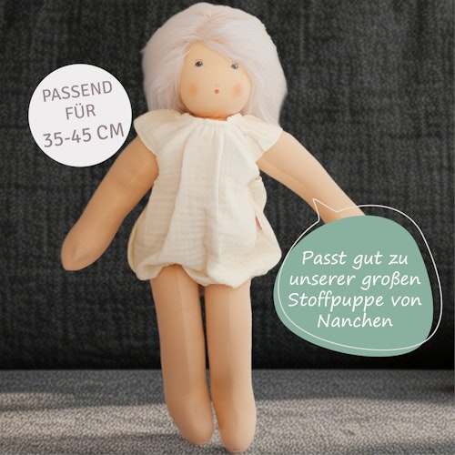 Puppen Body Rüschen 35-45cm beige, Bio-Baumwolle