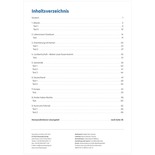 Übungsheft Sachunterricht 4. Klasse Tests