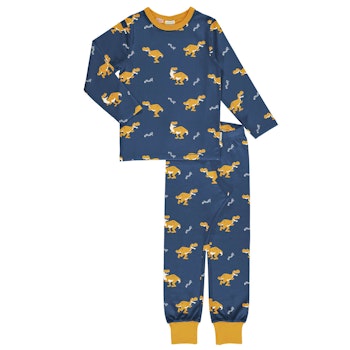 Schlafanzug langarm blau mit T Rex