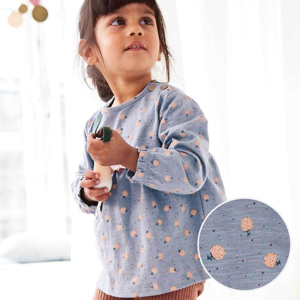 Lockeres Langarmshirt Blümchen