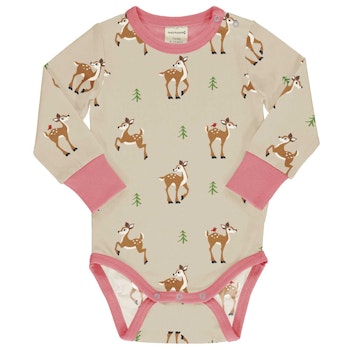 Langarmbody Rehe beige