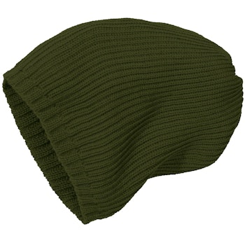 Kinder Strick-Beanie Schurwolle oliv-grün