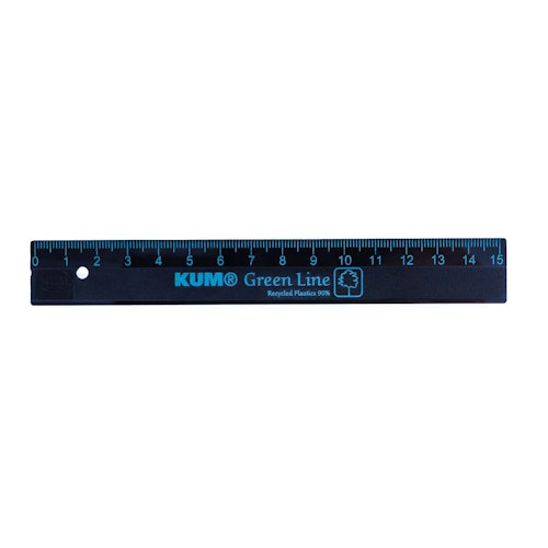 Lineal 15 cm – Green Line recyceltem Plastik blau
