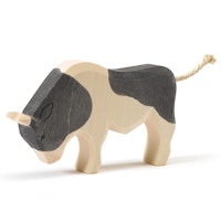 Stier schwarz Holzfigur 10,5 cm hoch