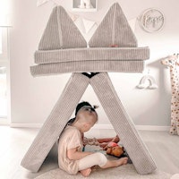 Funzy Spielsofa 4-teilig Cord Hellgrau