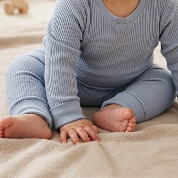 Edle Ripp Leggings blau melange