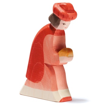 König rot orientalisch - Krippenfigur aus Holz 12,5 cm