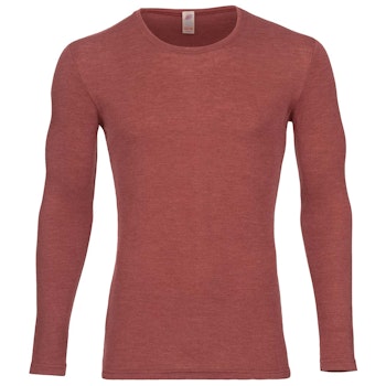Herren Wolle Seide Langarmshirt kupfer-braun