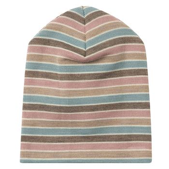 Wolle Seide Mütze Beanie geringelt Pastell