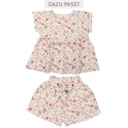 Vorschaubild Musselin kurzarm Bluse Blumen Blätter
