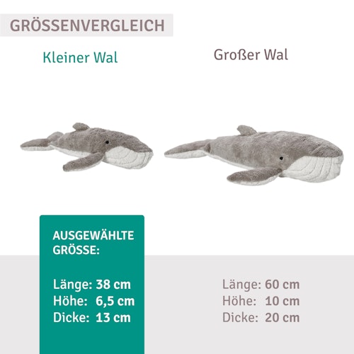 Kuscheltier & Wärmekissen Wal klein 38 cm