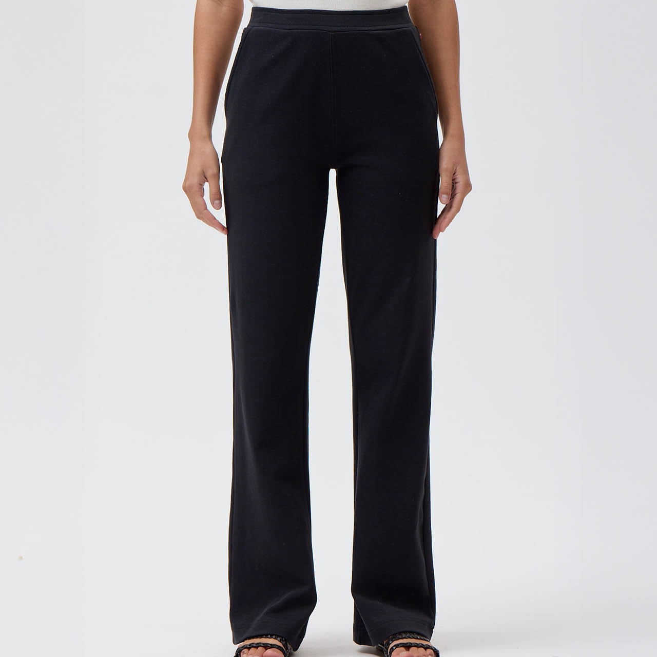 Damen Interlock-Hose Slim fit schwarz