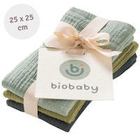 Mullwaschlappen 3er Pack 25 x 25 balsamgrün, salbei, mint