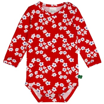 Elastischer Body langarm Blumen rot