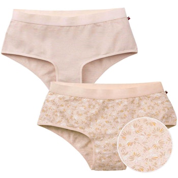 Doppelpack Damenpanty Blüten hellbeige