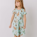 Vorschaubild Ausgestelltes Kurzarmkleid australische Tiere hellblau