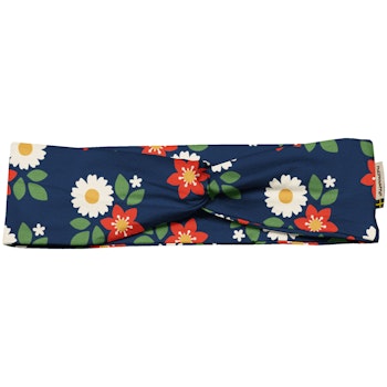 Elastisches Haarband Blumen marine