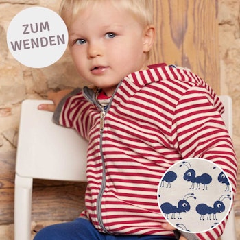 Wendejacke Kapuze Ringel rot