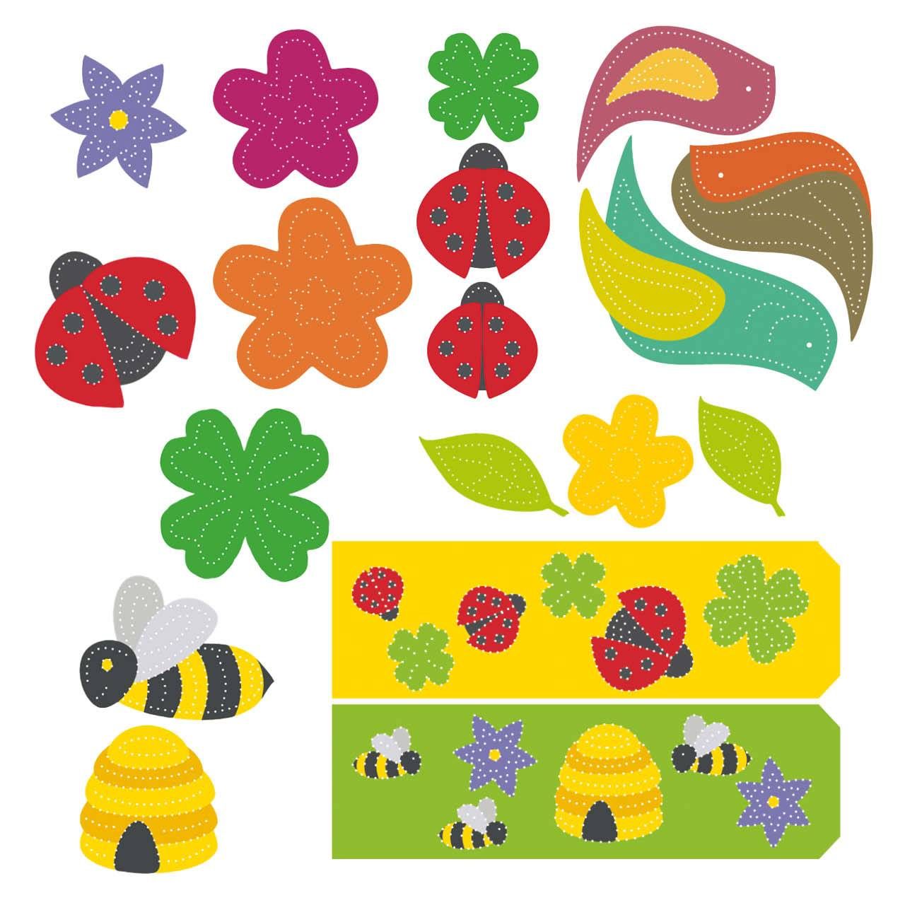Prickelvorlagen Bienen und Käfer – 10 Bögen aus Recyclingpapier