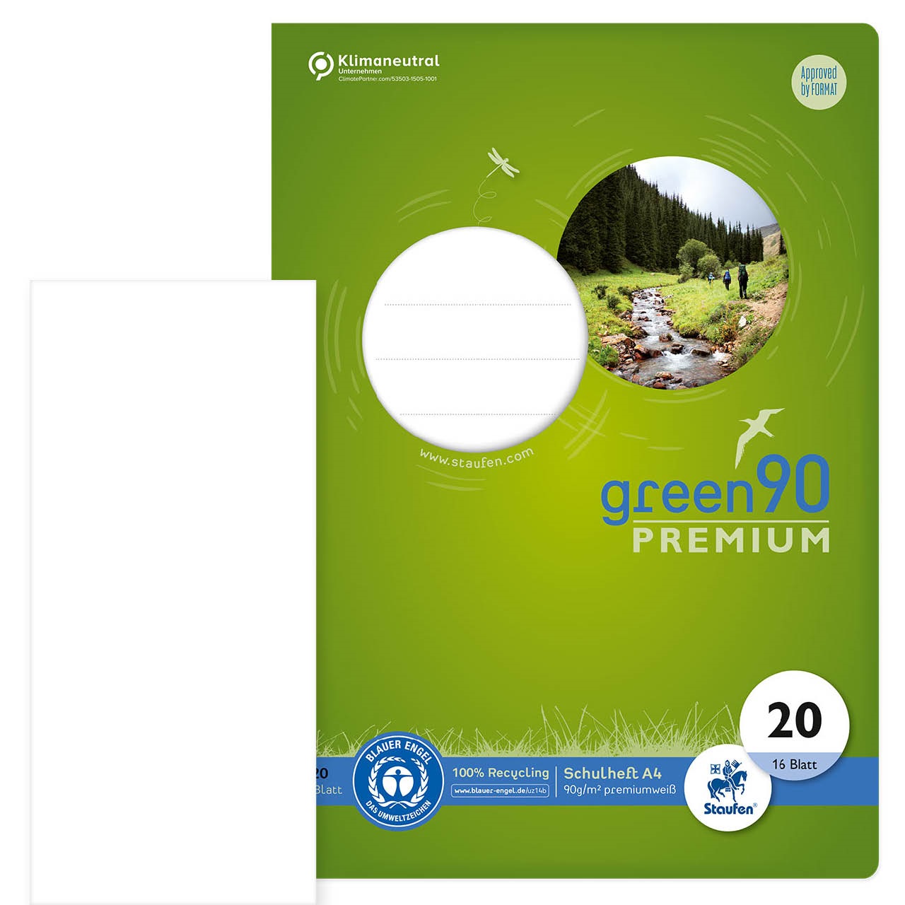 Staufen Green Schulheft blanko – Lineatur 20, DIN A4