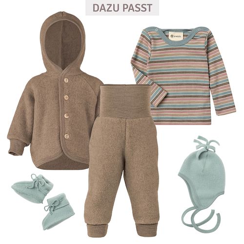 Wolle Seide Langarmshirt Baby geringelt Pastell 62/68
