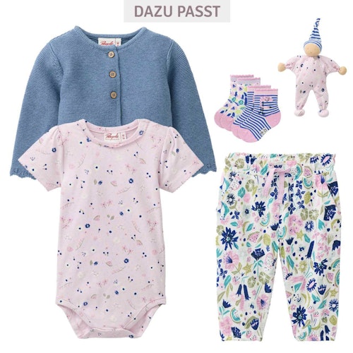 Manderl Schmusepuppe Sommerblumen hellrosa