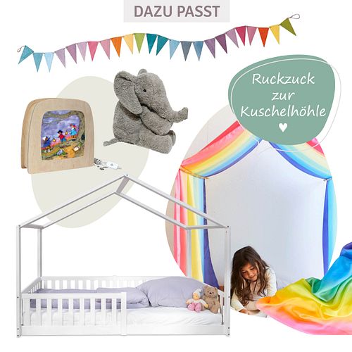 Montessori Bett 90x200 - Bodenbett mit Rausfallschutz