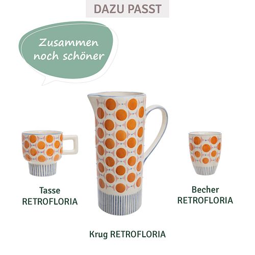 Tasse RETROFLORIA Punkte orange 250 ml stapelbar