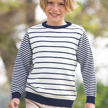 Moderner Strickpullover Streifen navy